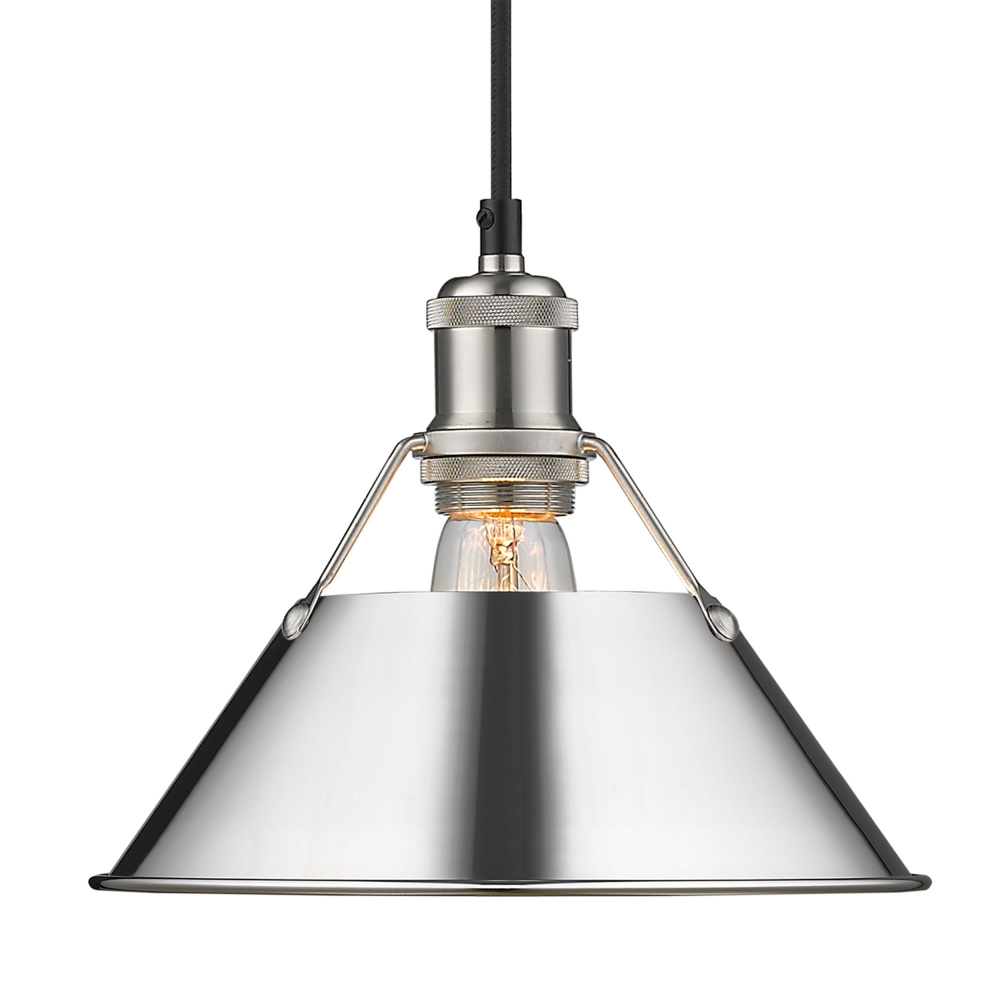 Yep by Golden Lighting Orwell 1-light 10in Pendant in Pewter and Chrome shade